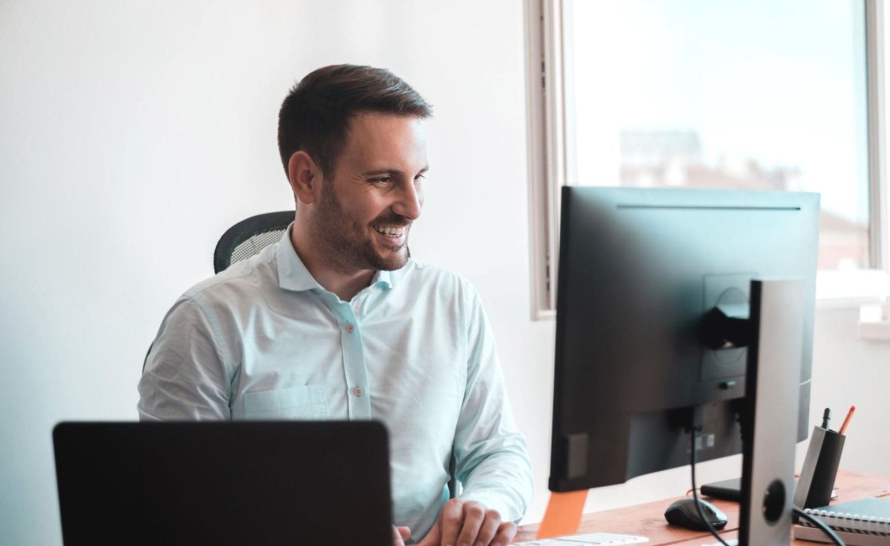 Specialist reviewing a video script draft at a desk
